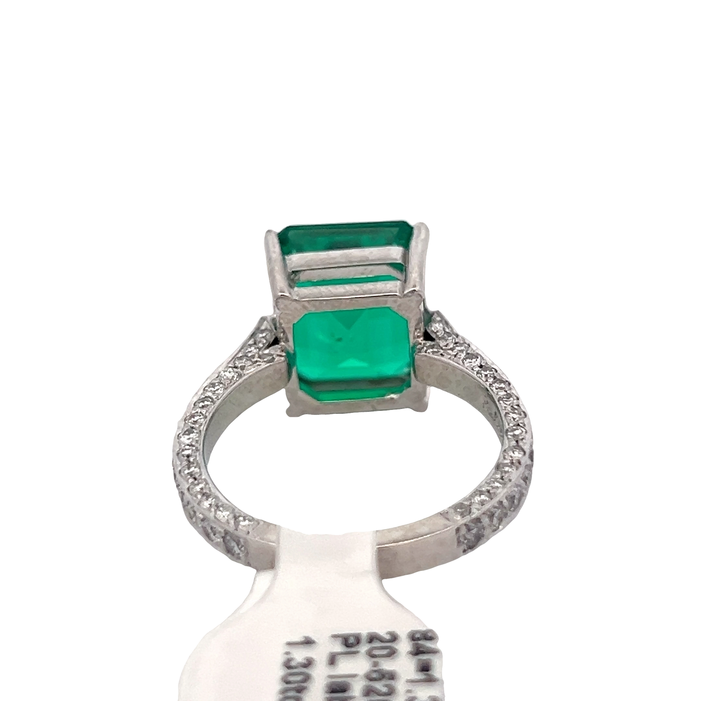 Platinum Emerald Ring with Round Diamonds