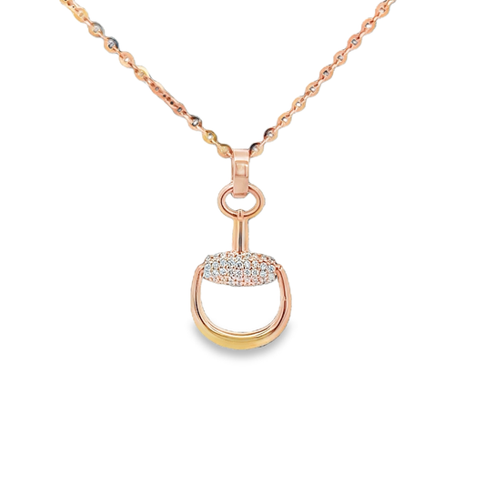 Gold Horse Bit Diamond Charm Necklace