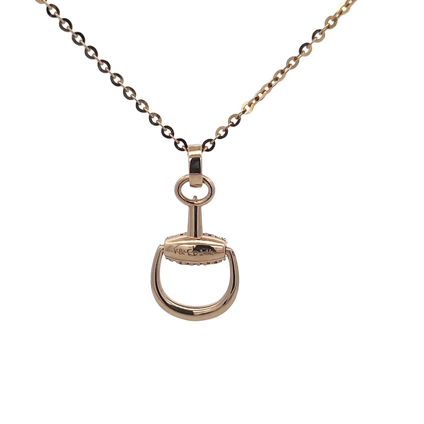 Gold Horse Bit Diamond Charm Necklace