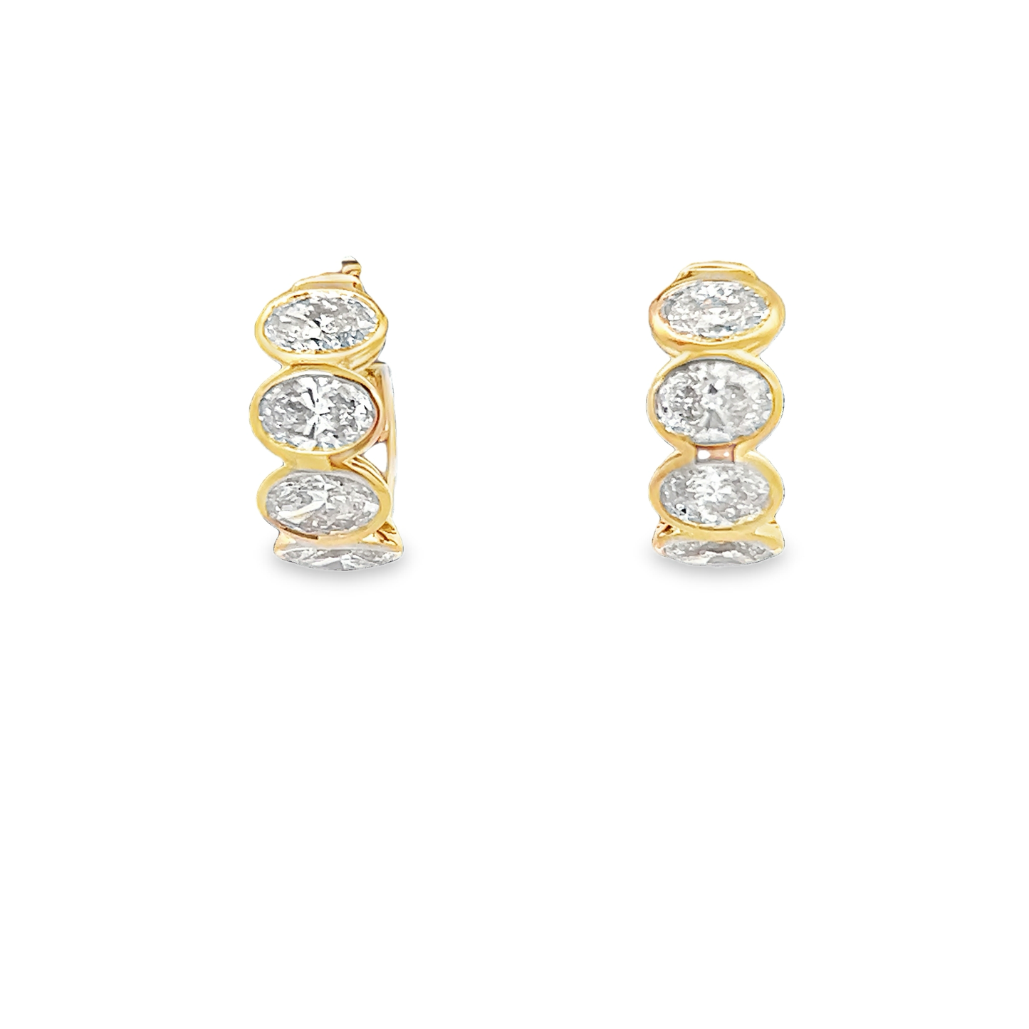 Oval Bezeled Diamond Huggy Earrings