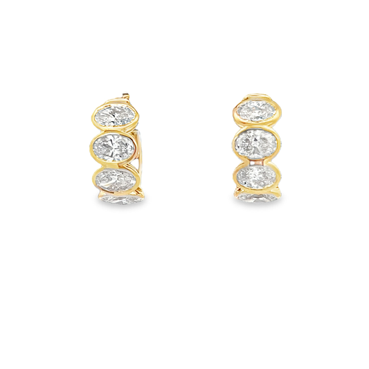 Oval Bezeled Diamond Huggy Earrings