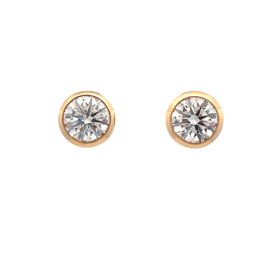 Yellow Gold Bezeled Studs 1.50ct
