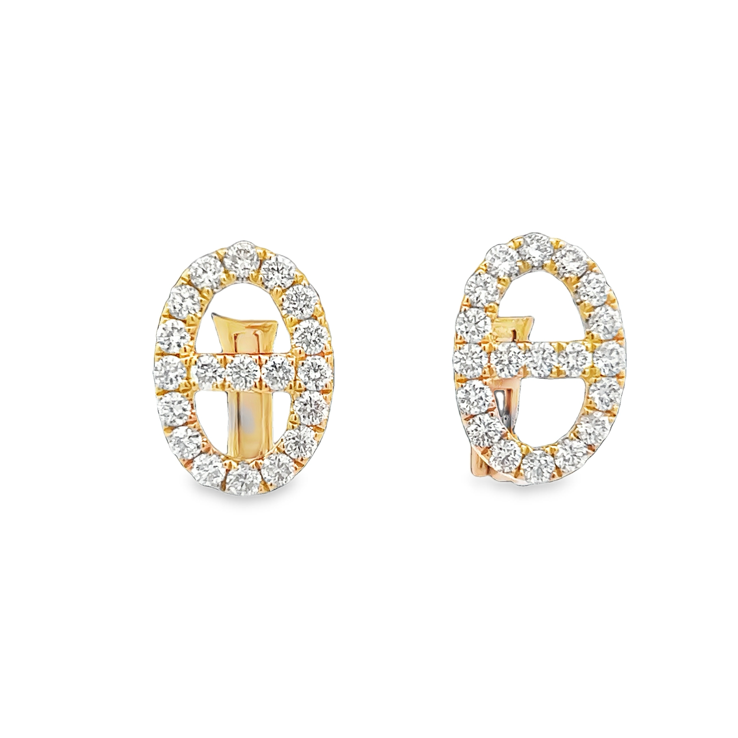 Diamond Link Stud Earrings