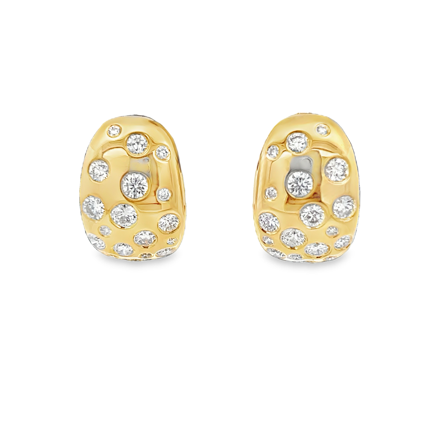 Button Gold Diamond Earrings