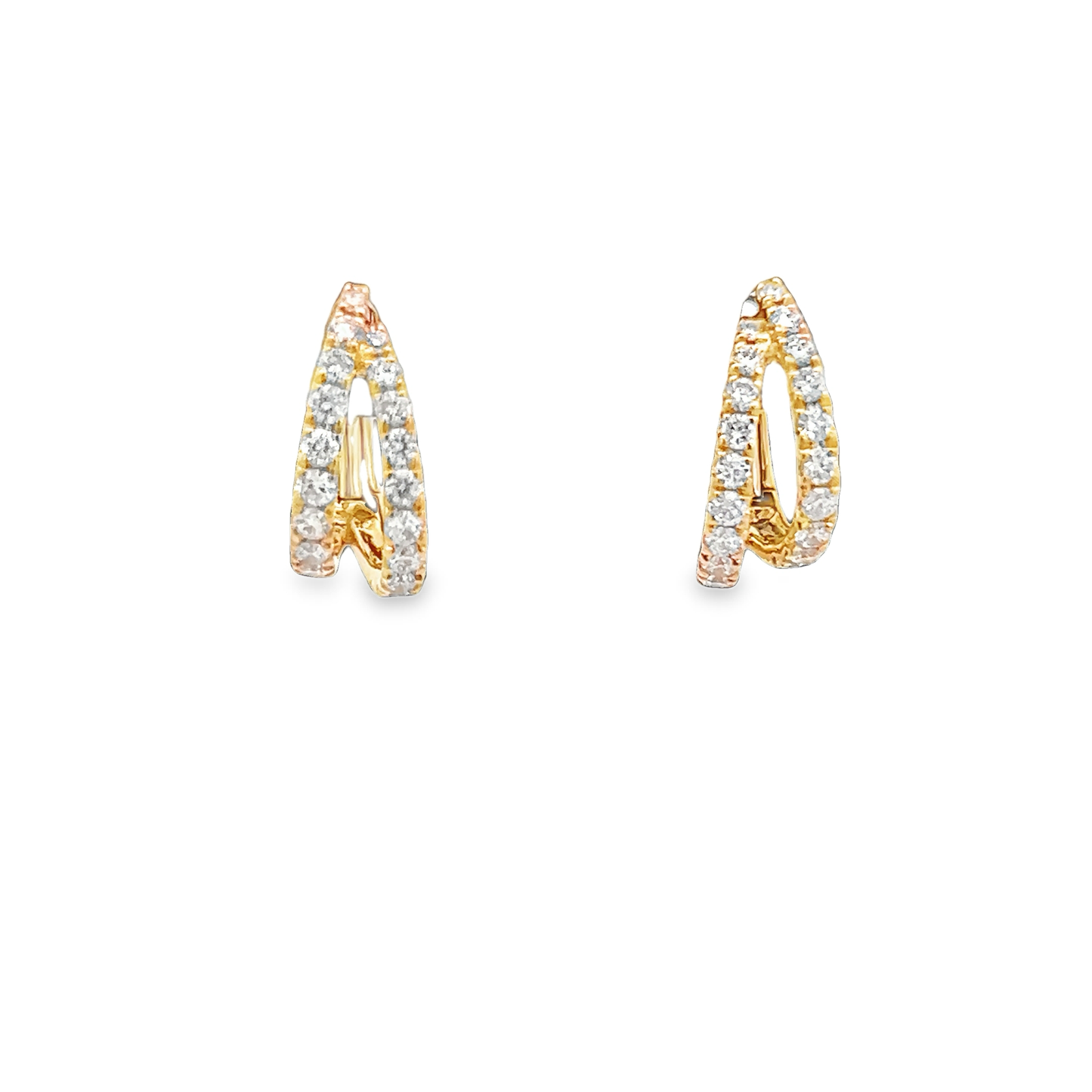 Split Huggie Earrings with Round Diamonds