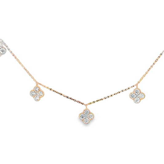 Clover Necklace with Round Diamonds
