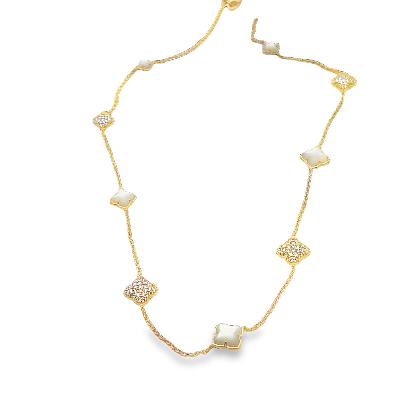 Diamond and Mop Clover Necklace