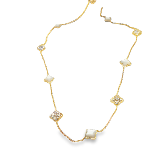 Diamond and Mop Clover Necklace