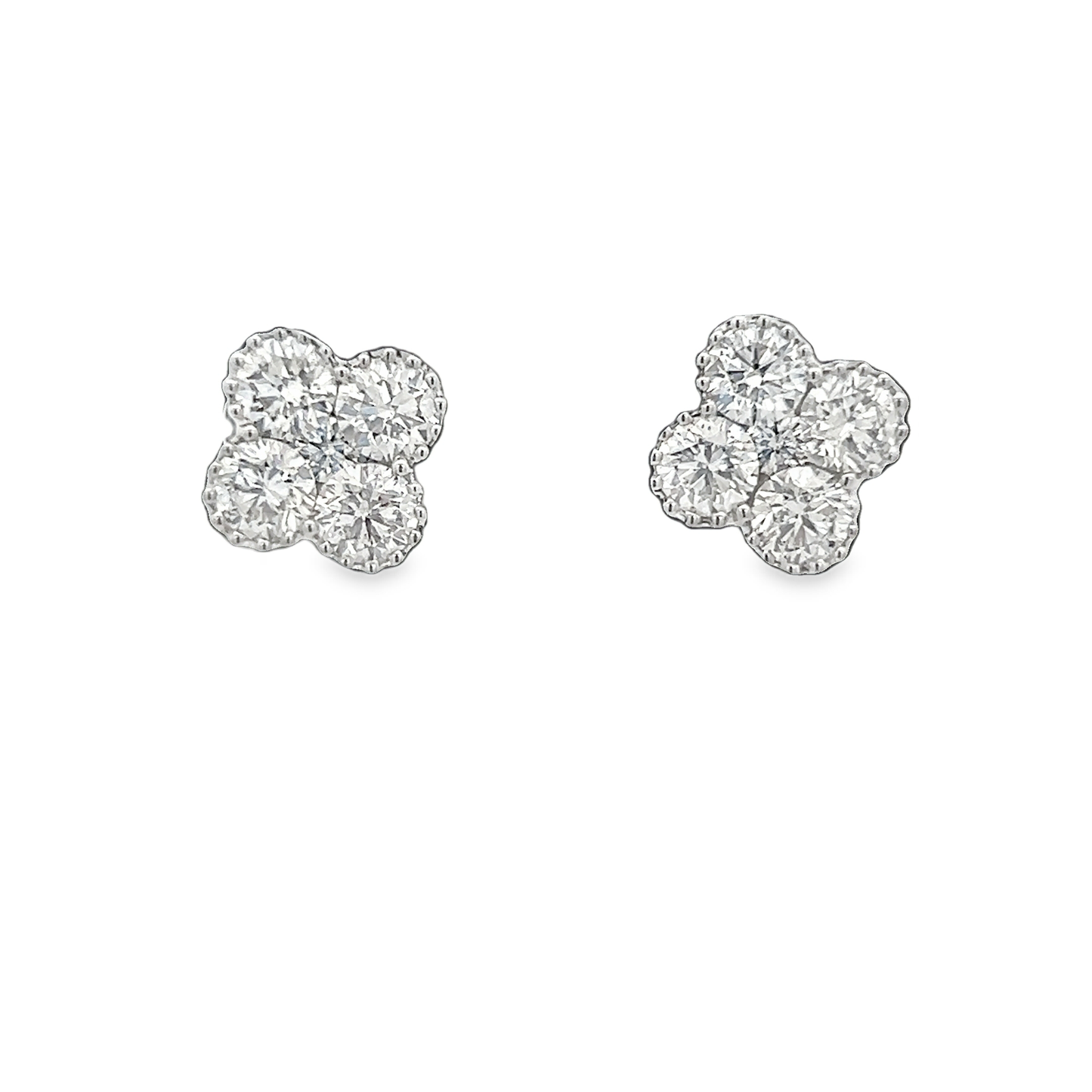 Clover Earrings with Round Diamonds
