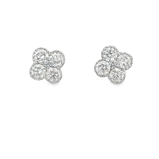 Clover Earrings with Round Diamonds