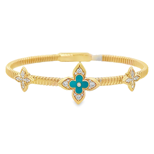 Diamond Gooseneck Clover Bracelet