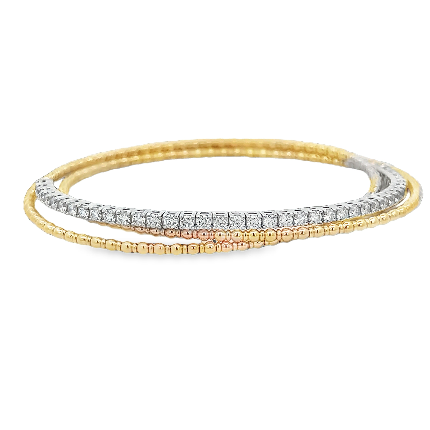 W&Y Ball and Diamond 3 Row Wrap Bracelet