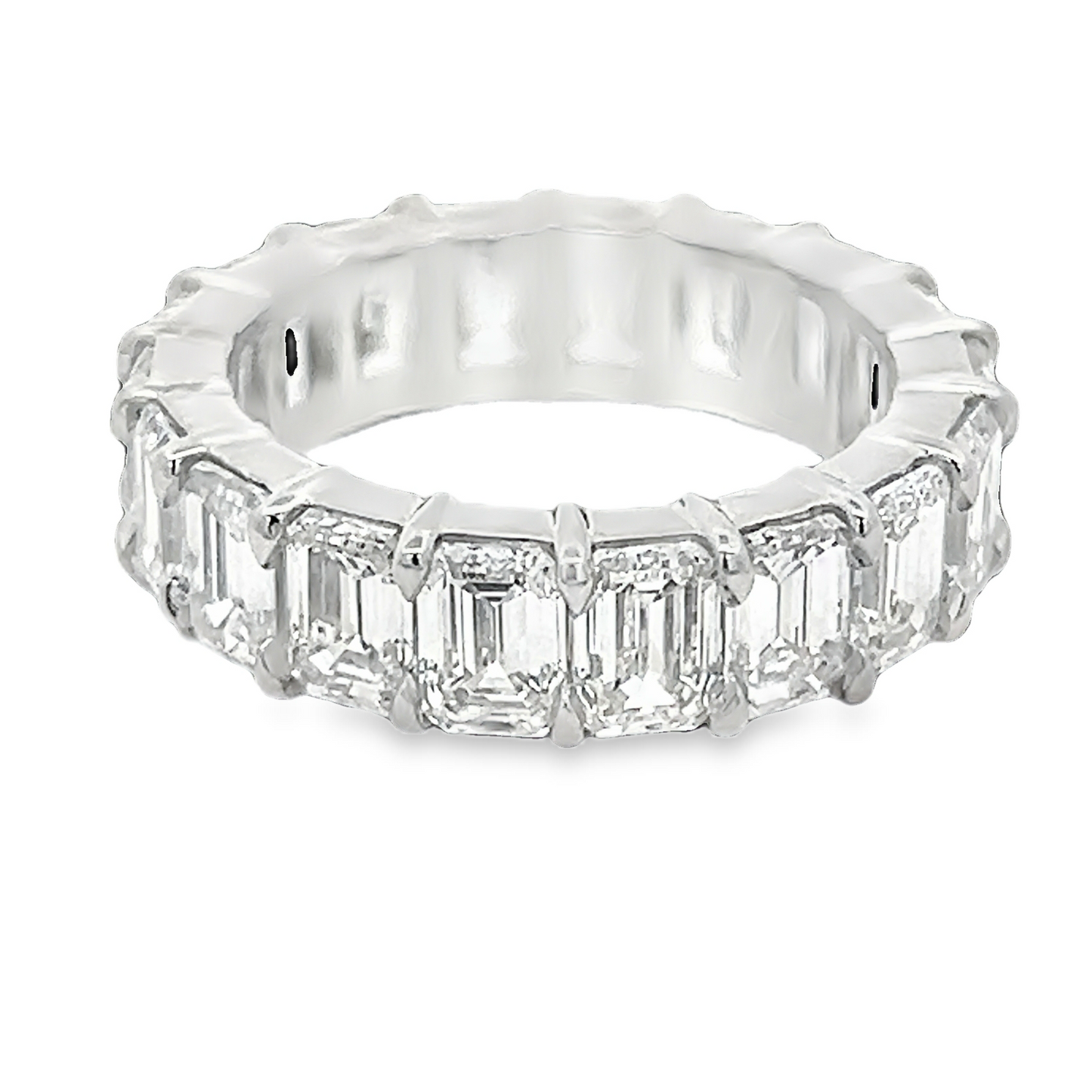 Anniversary Wedding Band with Emerald Diamonds