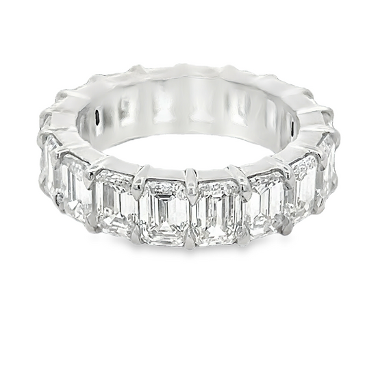 Anniversary Wedding Band with Emerald Diamonds