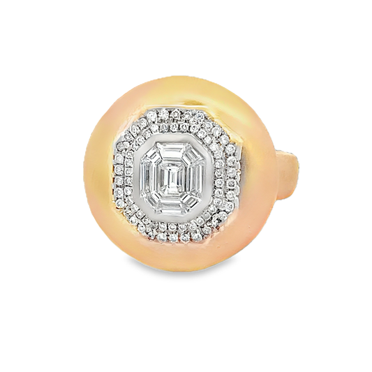 Satin Bubble with Double Halo Diamond Ring