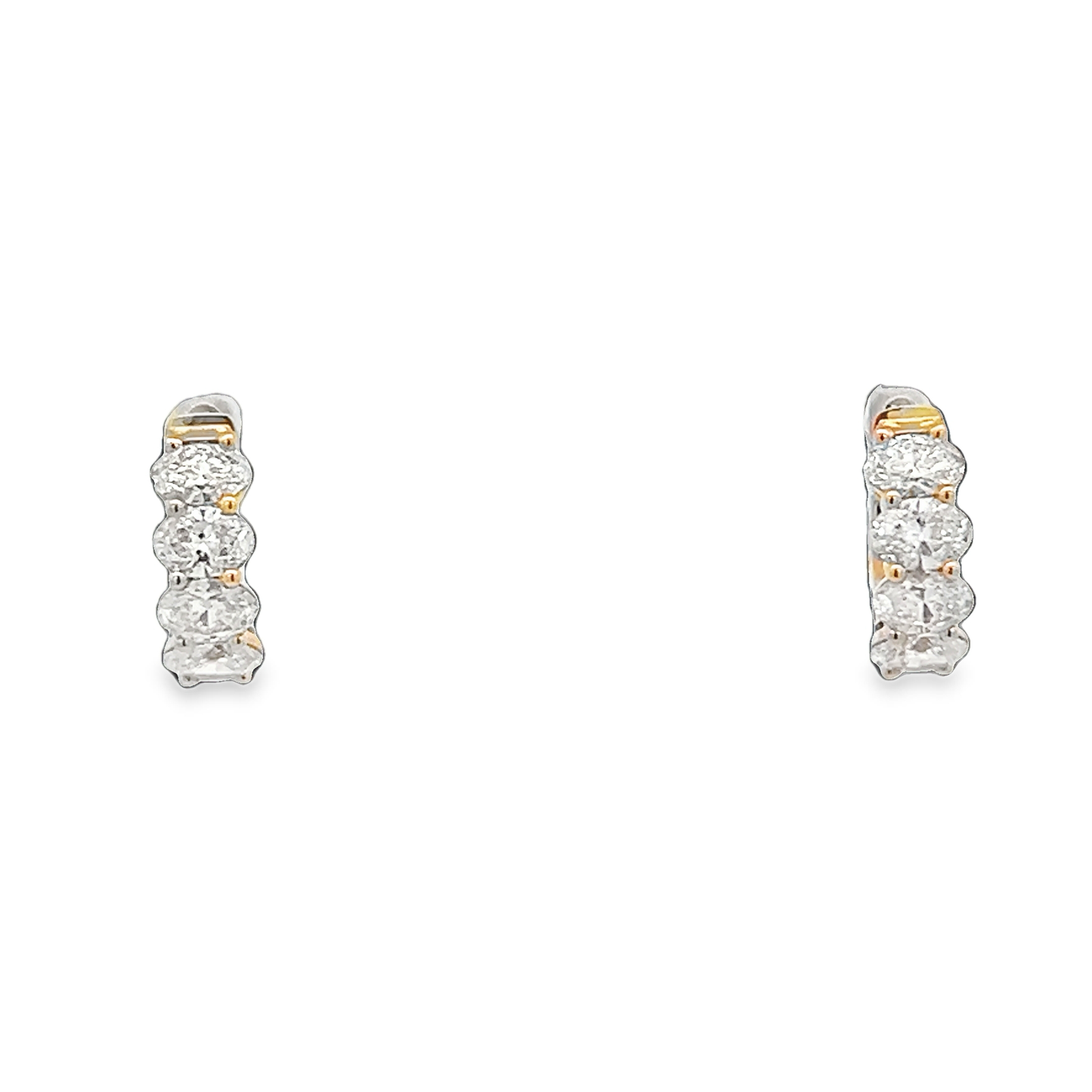 Oval Diamond Huggie Earrings