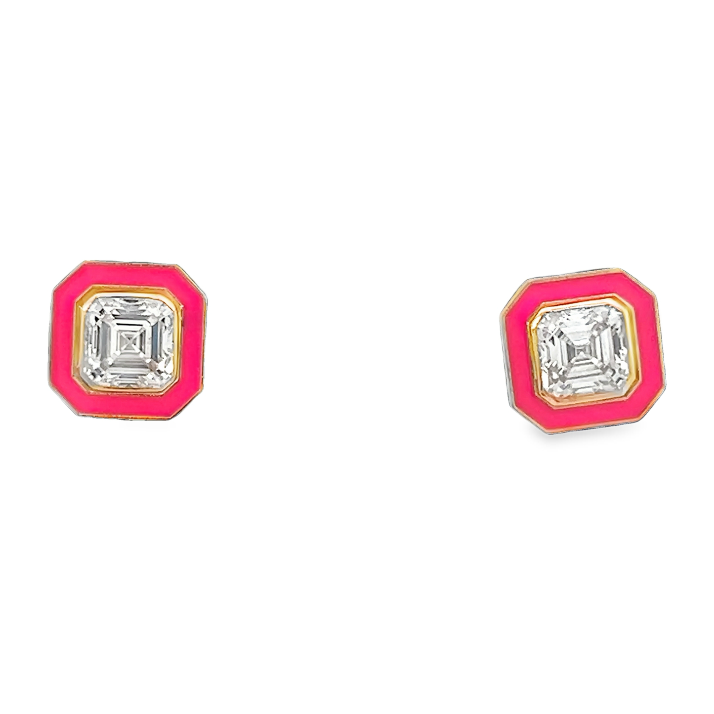 Bezeled Diamond Studs with 3 sets of Enamel Jackets