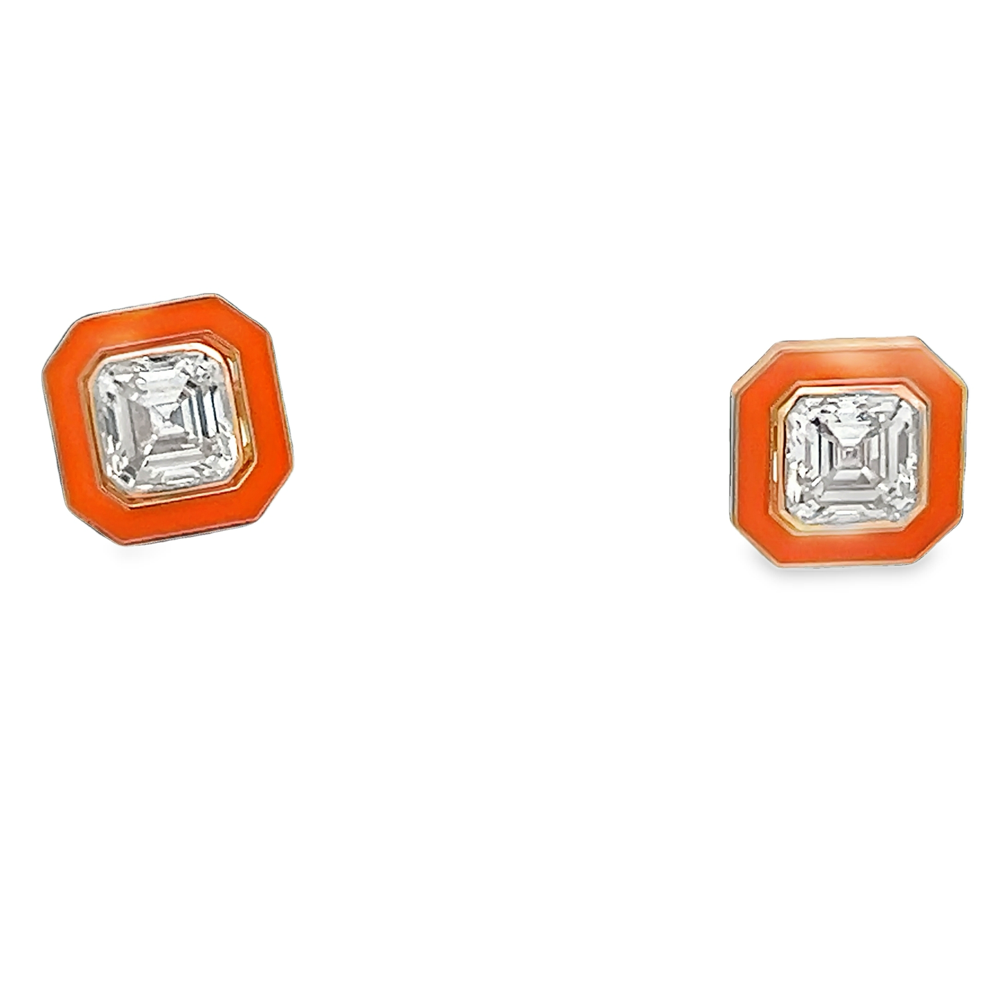 Bezeled Diamond Studs with 3 sets of Enamel Jackets