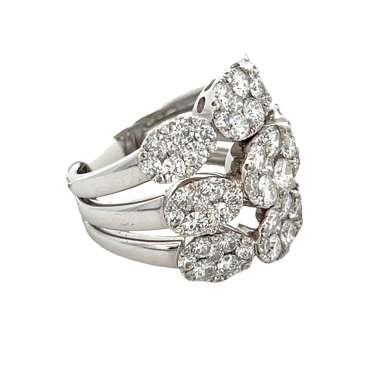 3 Row Round Diamond Fashion Ring