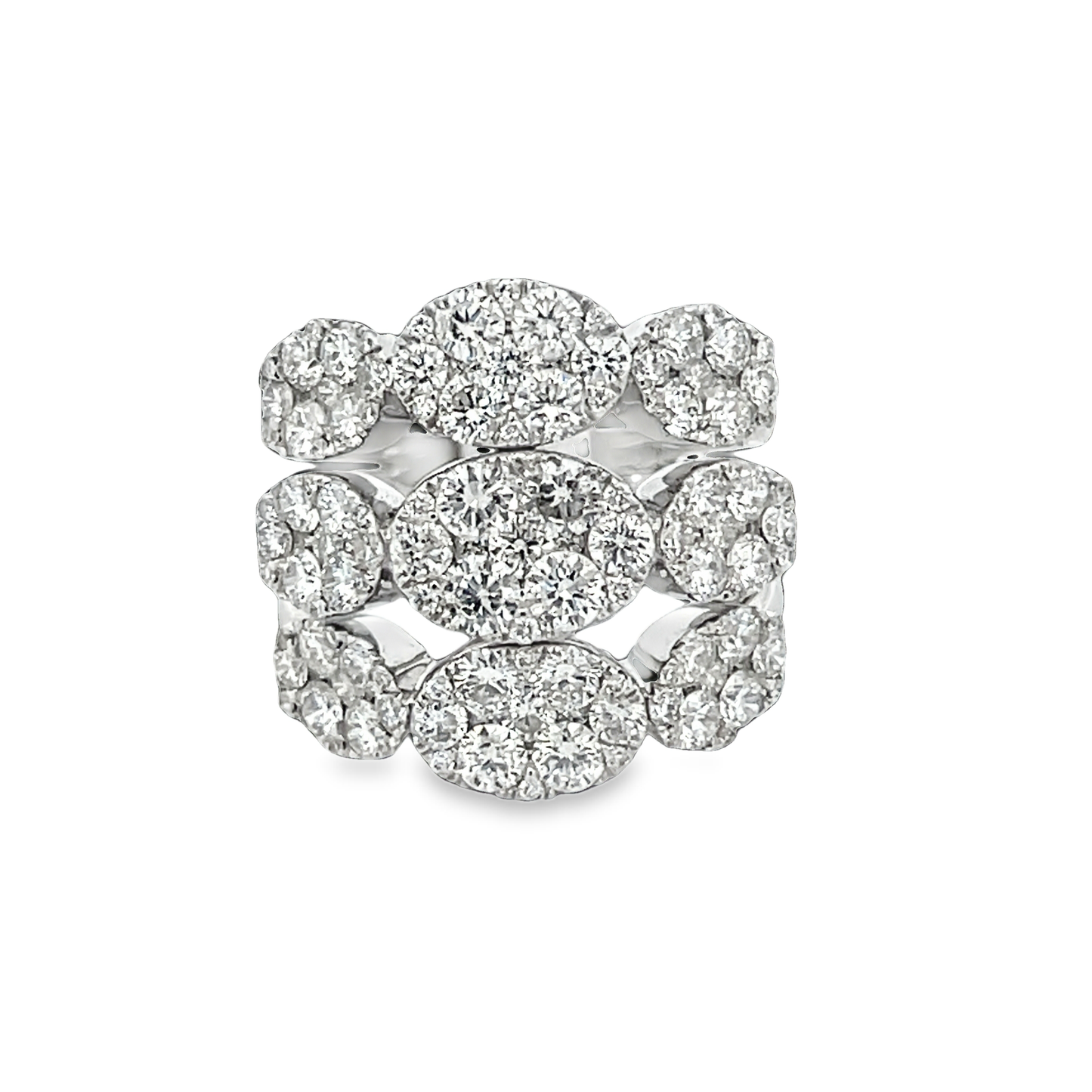 3 Row Round Diamond Fashion Ring
