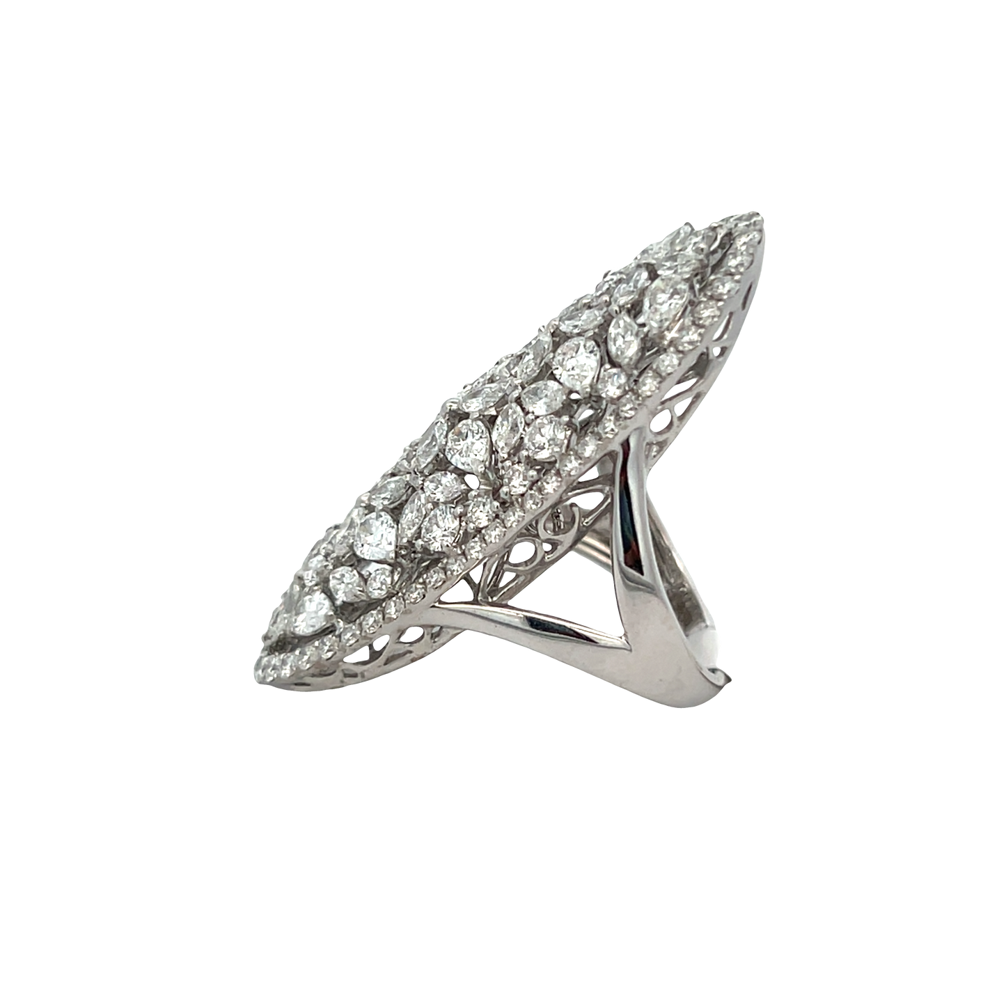 Long Fashion Ring with Various Diamonds
