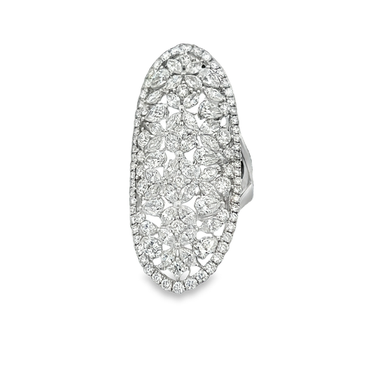 Long Fashion Ring with Various Diamonds