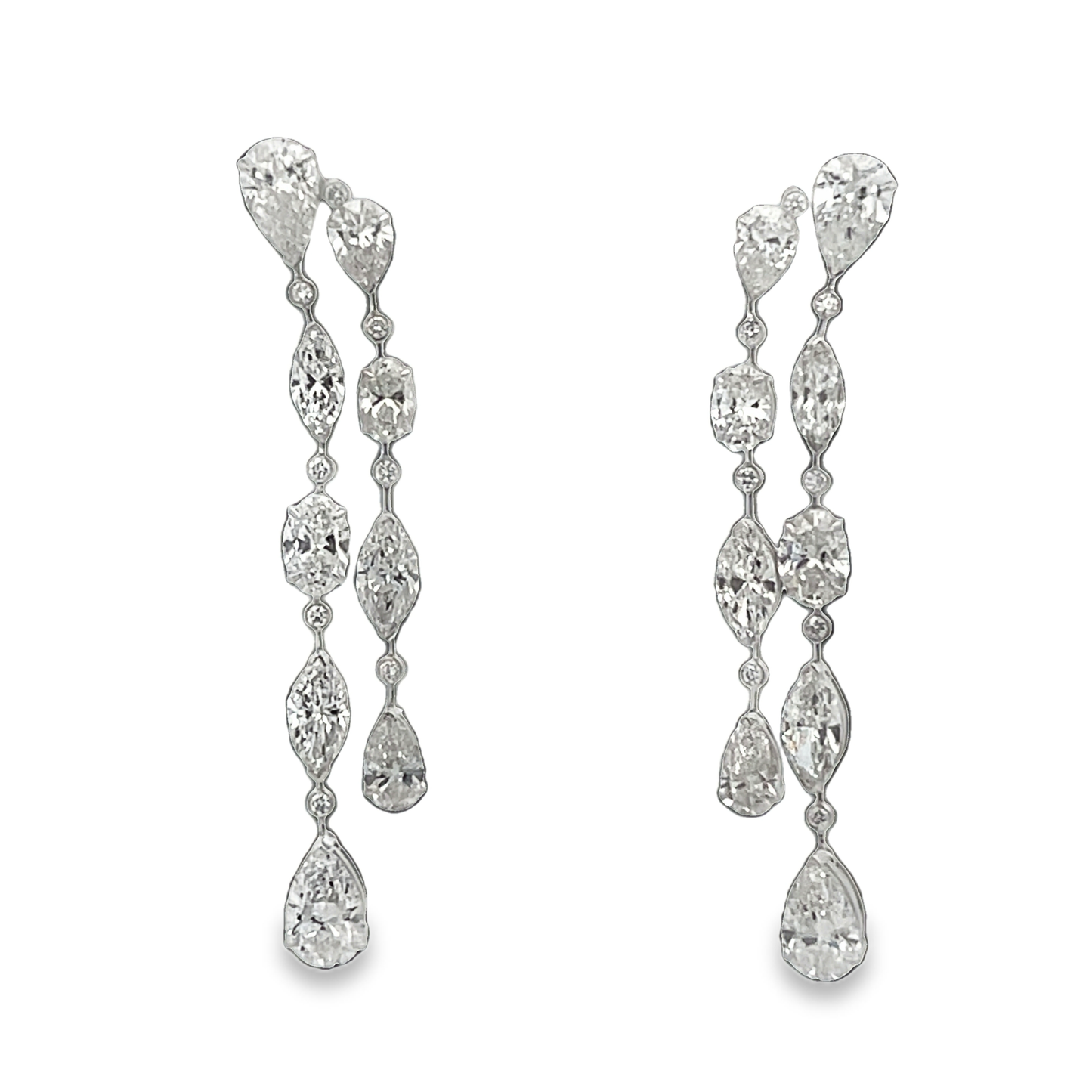 Two Row Diamond Dangle Earrings