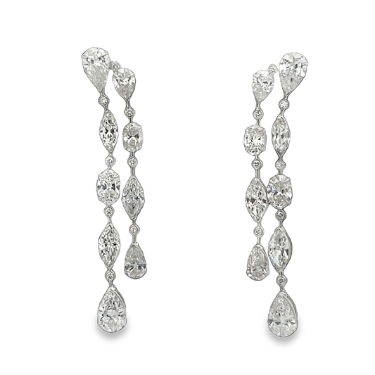 Two Row Diamond Dangle Earrings