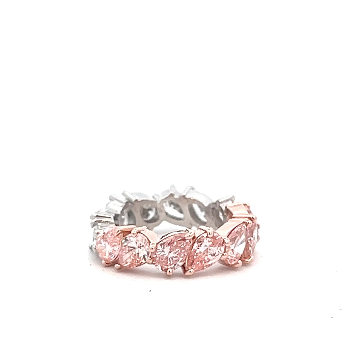 Lady’s Platinum and 14KT Rose Lab Grown Pink and White Diamond Eternity Band