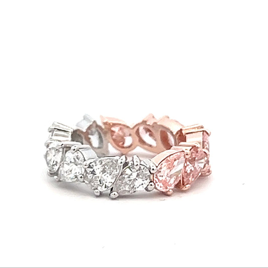 Lady’s Platinum and 14KT Rose Lab Grown Pink and White Diamond Eternity Band
