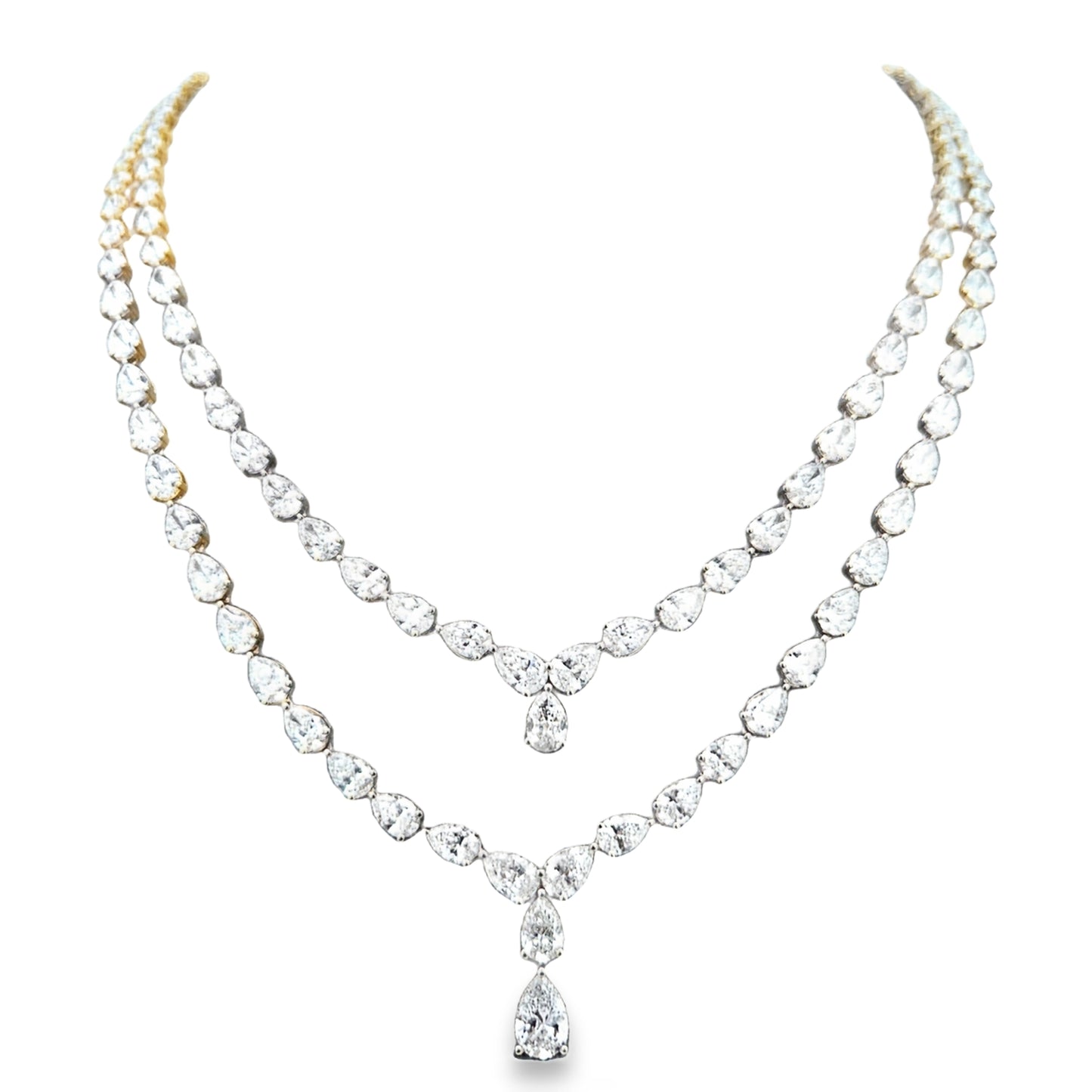 Yellow 14Kt Pear Diamond Bib Necklace