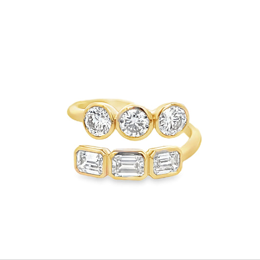 14Kt YG Diamond Bypass Fashion Ring