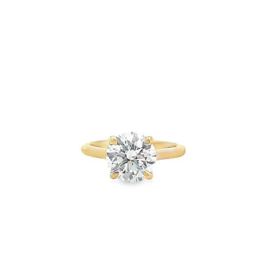 14Kt YG Round Diamond Hidden Halo Engagement Ring