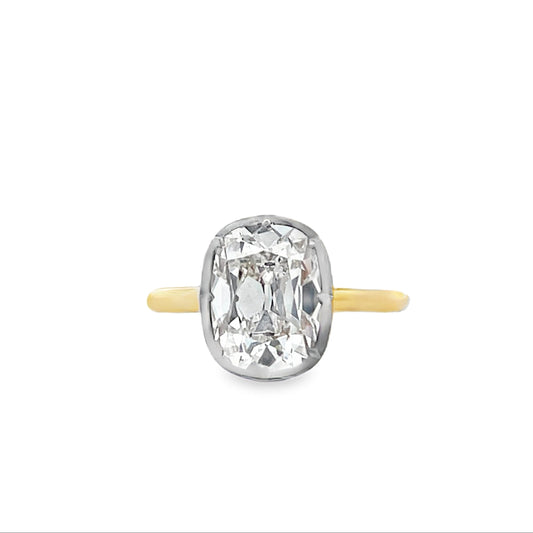 14Kt YG Antique Cushion Diamond Engagement Ring