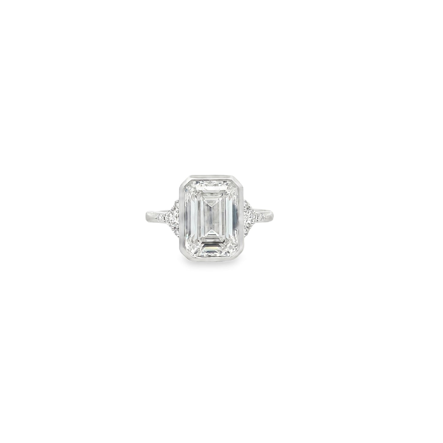 14Kt WG Bezeled Emerald Diamond Engagement Ring
