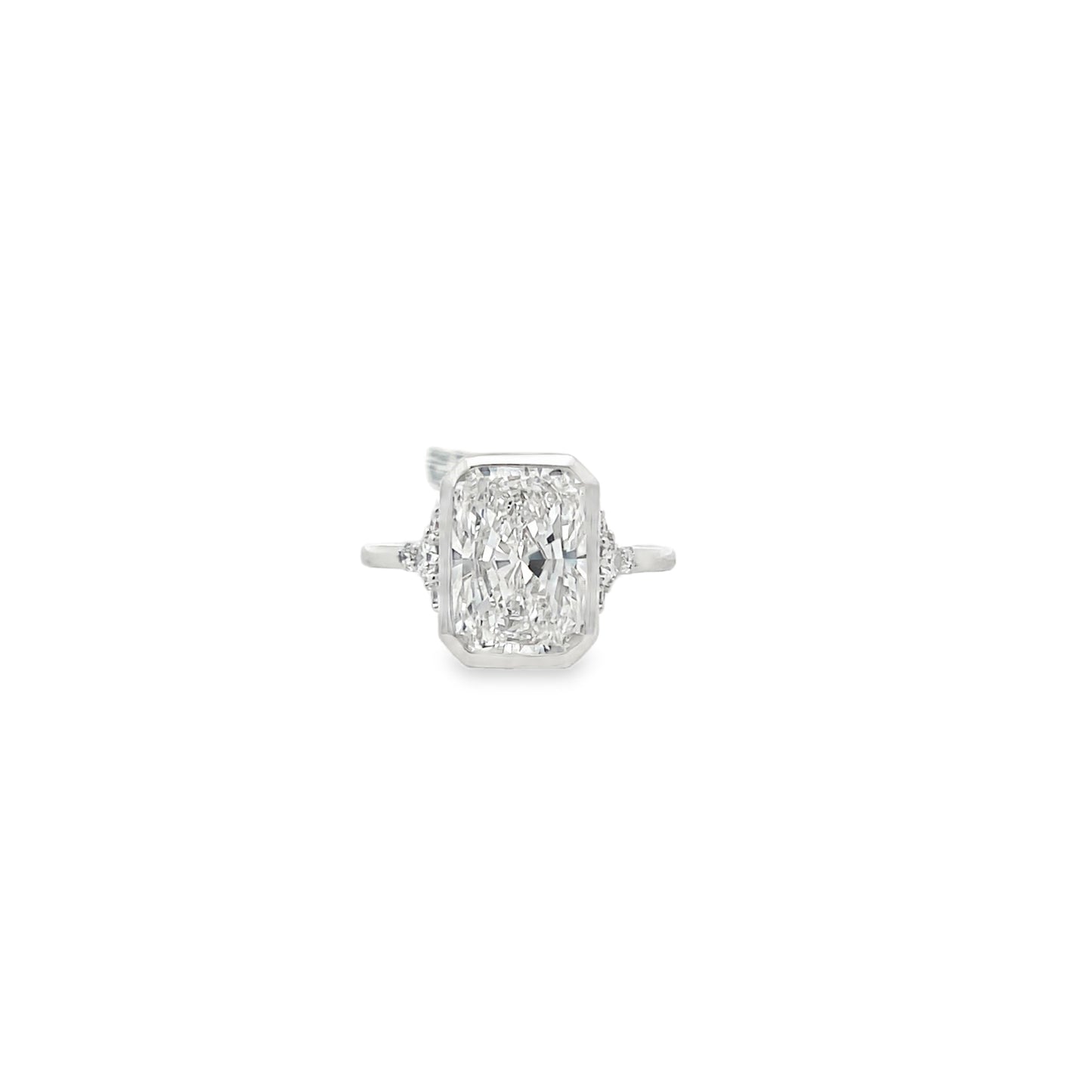 14Kt WG Bezeled Radiant Diamond Engagement Ring