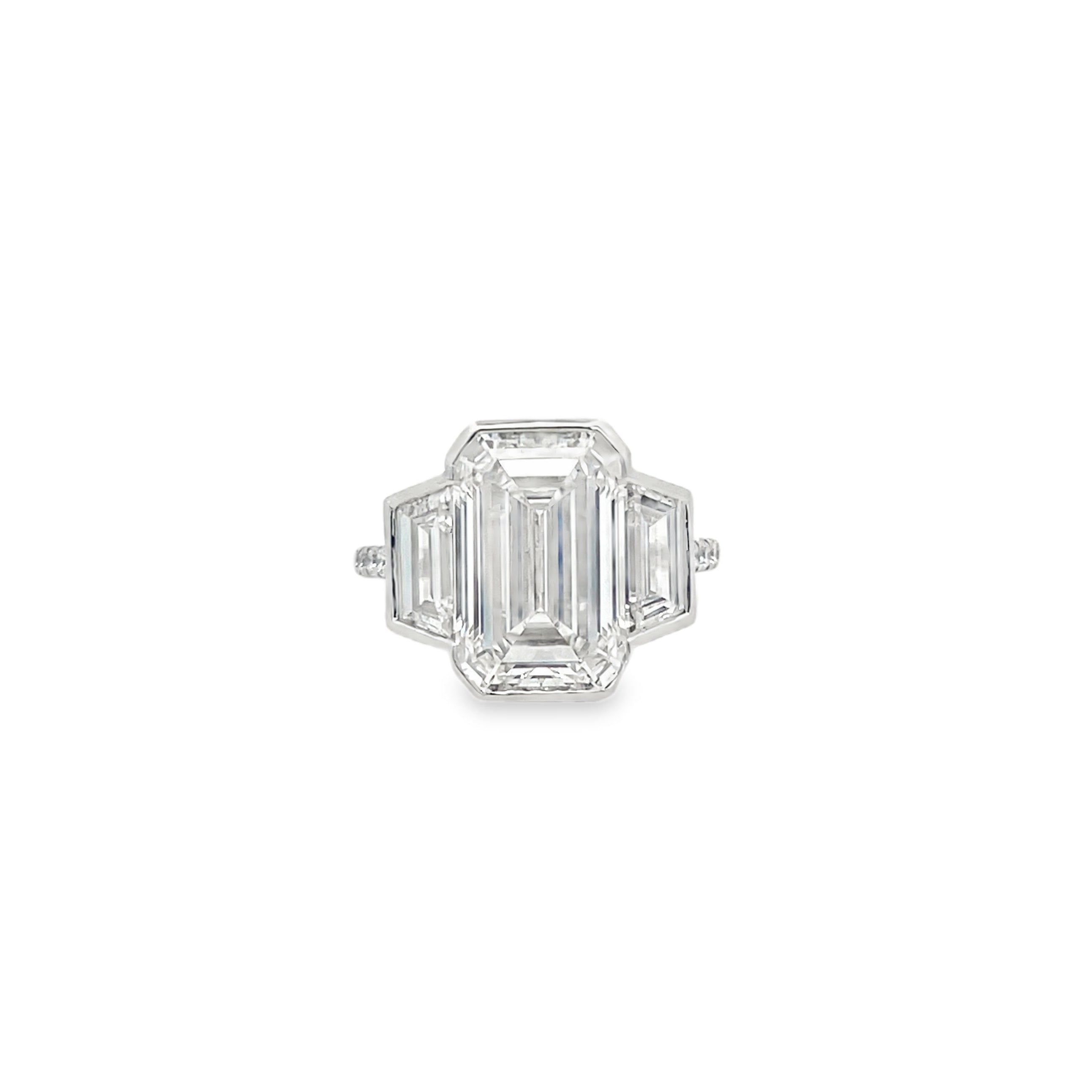 14Kt WG  Bezeled Emerald Diamond Engagement Ring