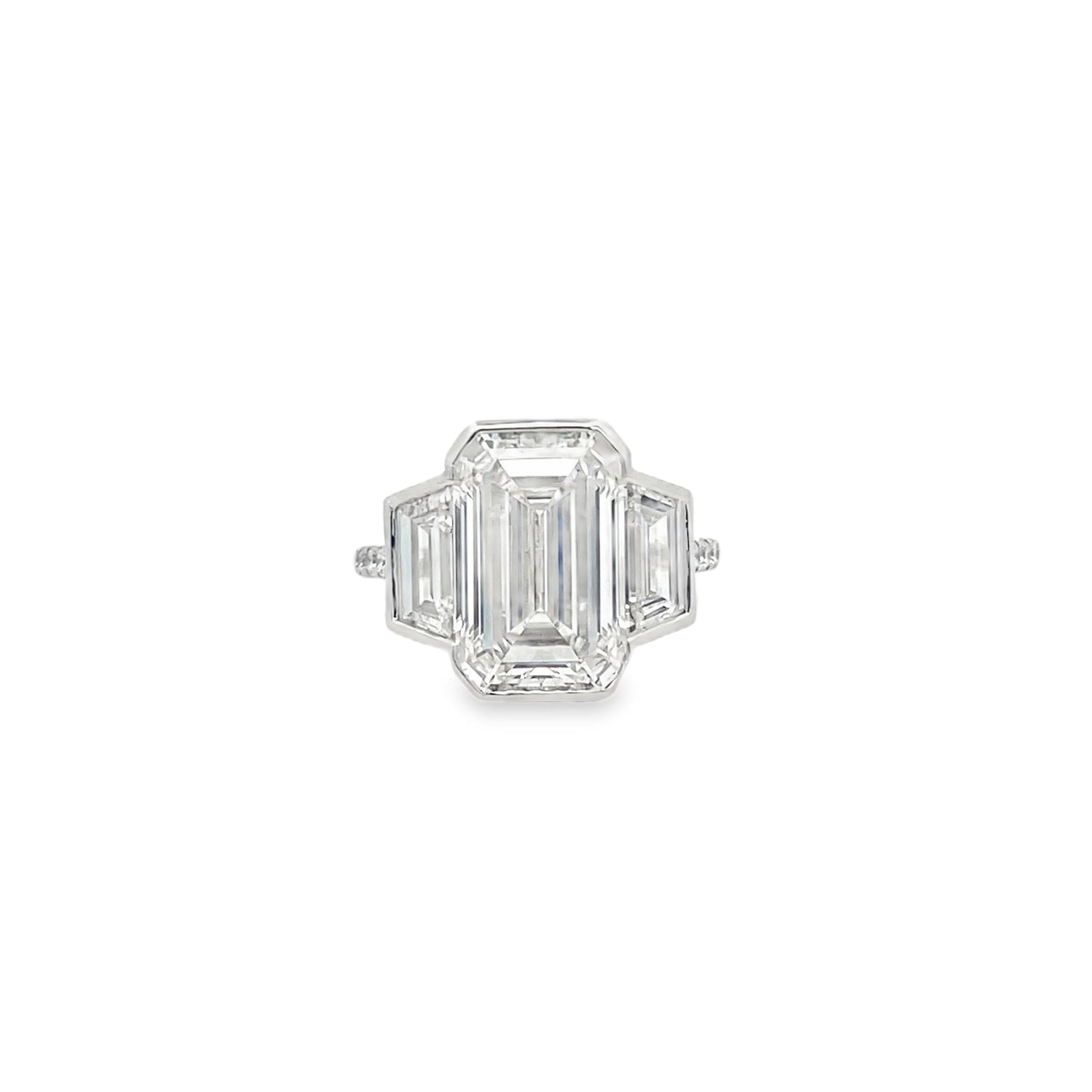 14Kt WG  Bezeled Emerald Diamond Engagement Ring