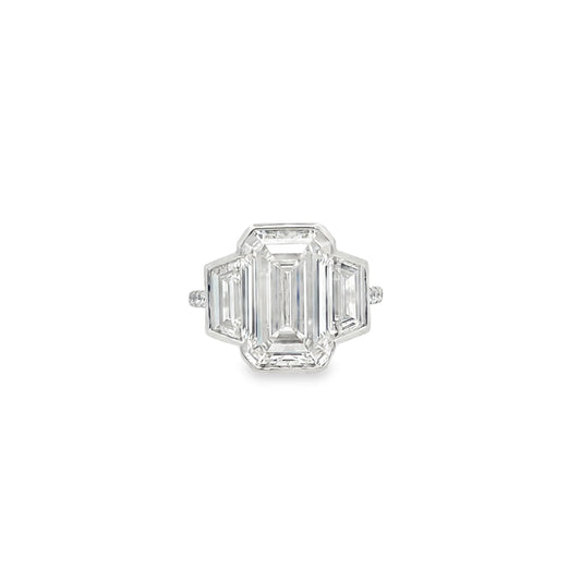 14Kt WG  Bezeled Emerald Diamond Engagement Ring