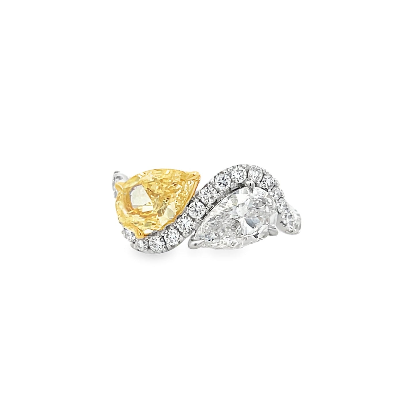 14 Kt WG Diamond and Yellow Diamond Pear Fashion Ring