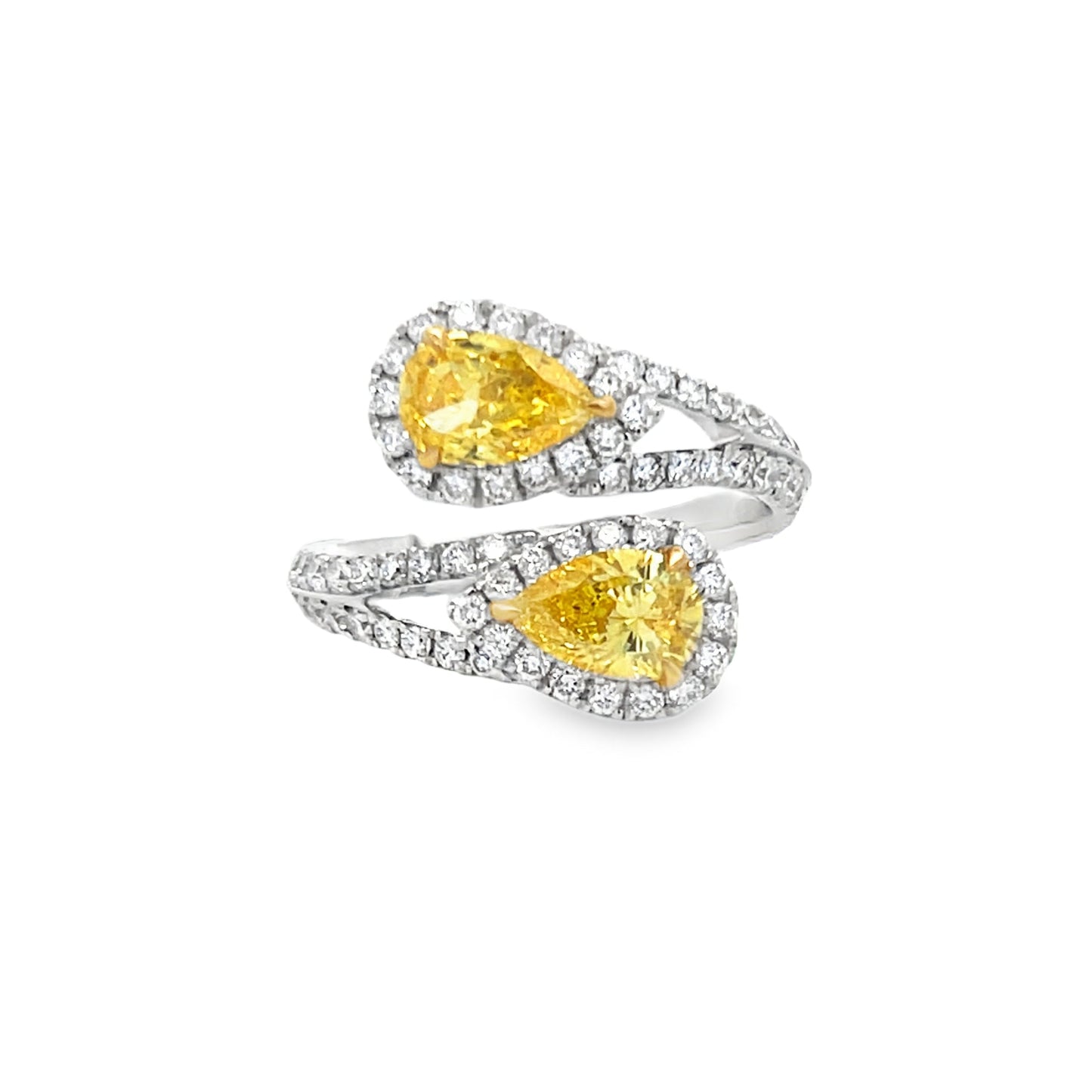 14Kt WG Pear Yellow Diamond Fashion Ring