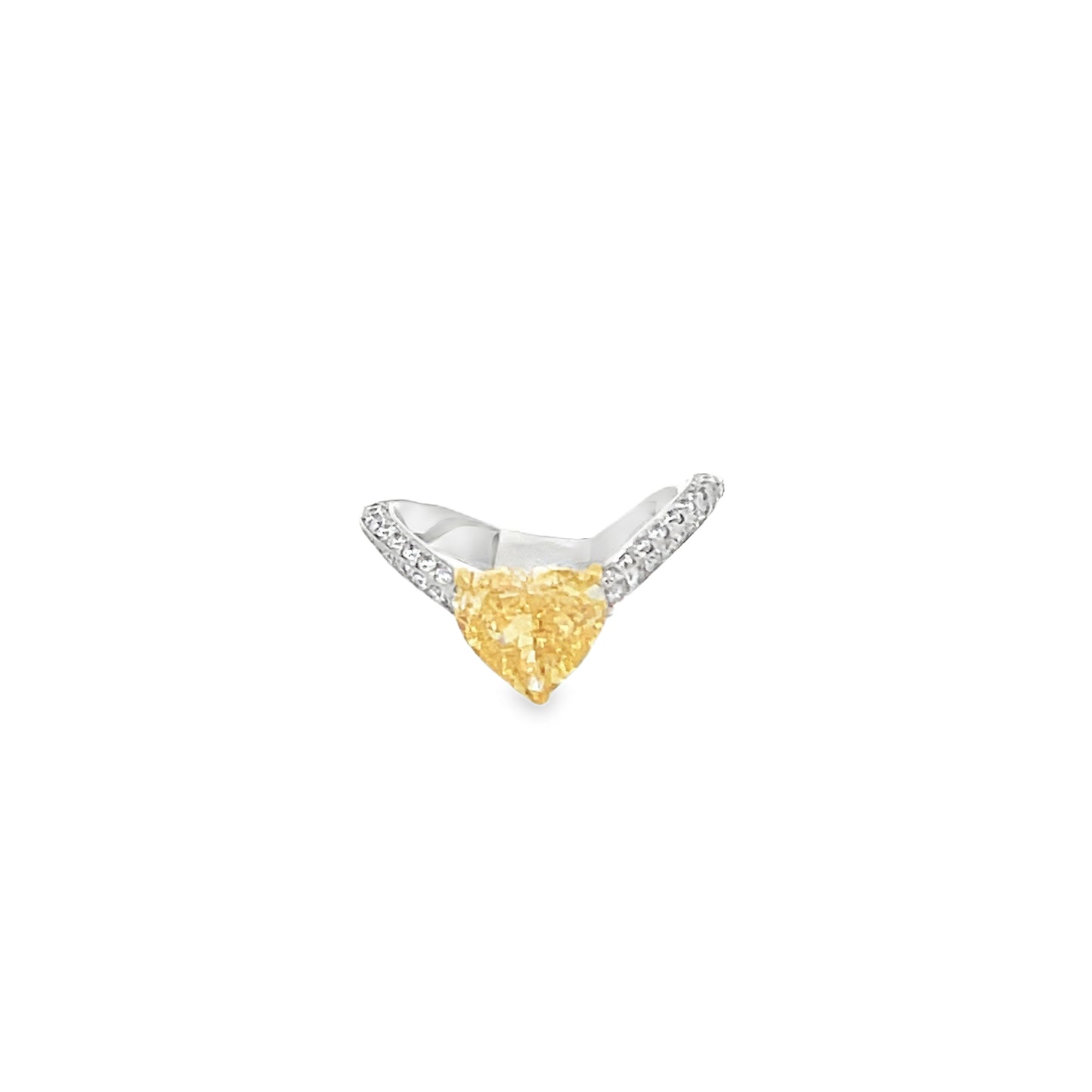 14Kt WG Heart Shaped Yellow Diamond Fashion Ring