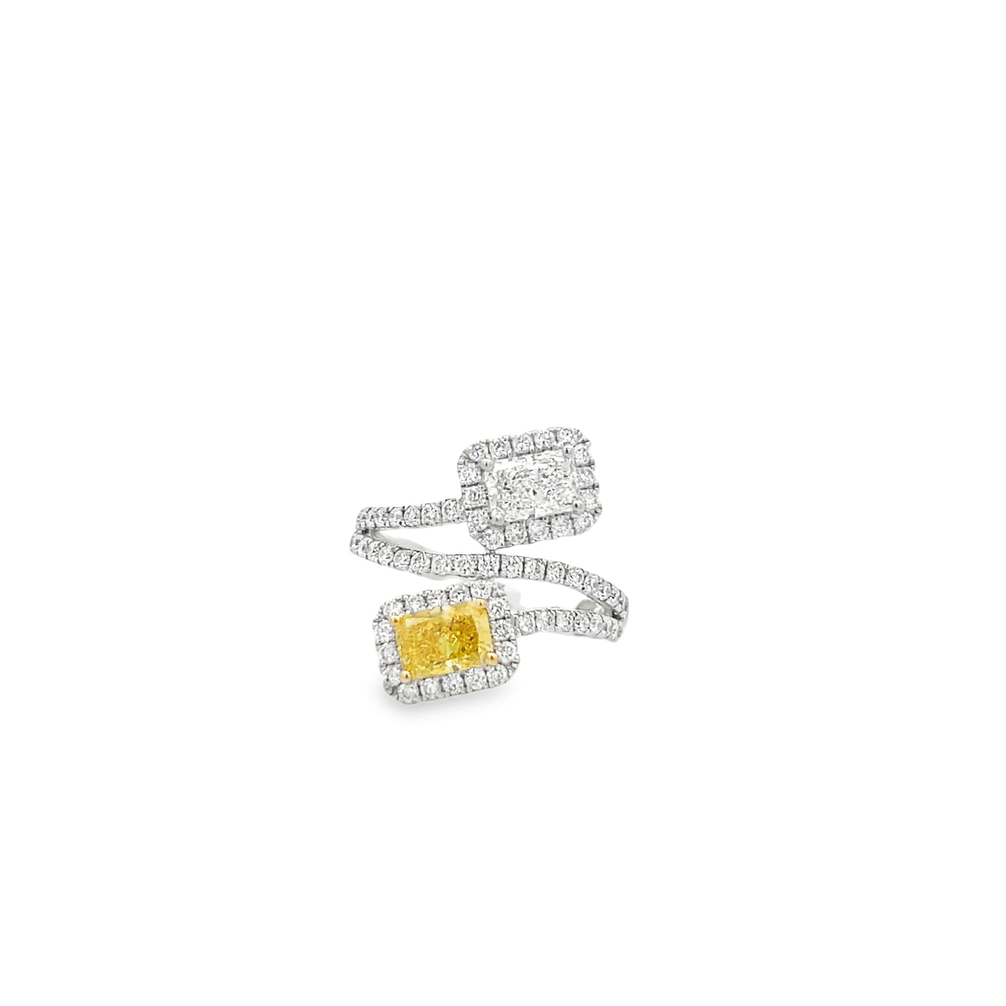 14Kt WG Radiant and Yellow Diamond Fashion Ring