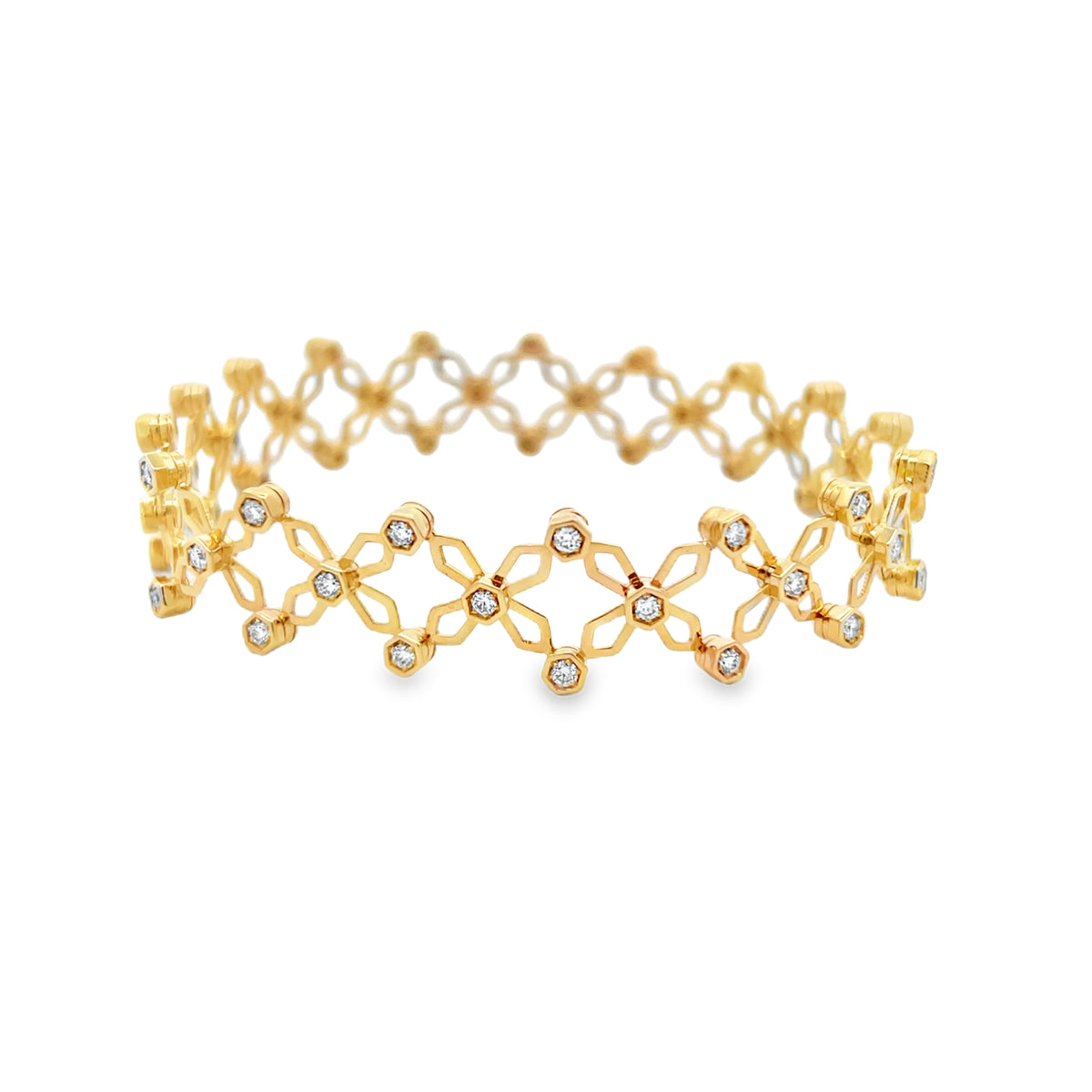 18Kt YG Stretchy Convertable Band And Bracelet Fashion Ring
