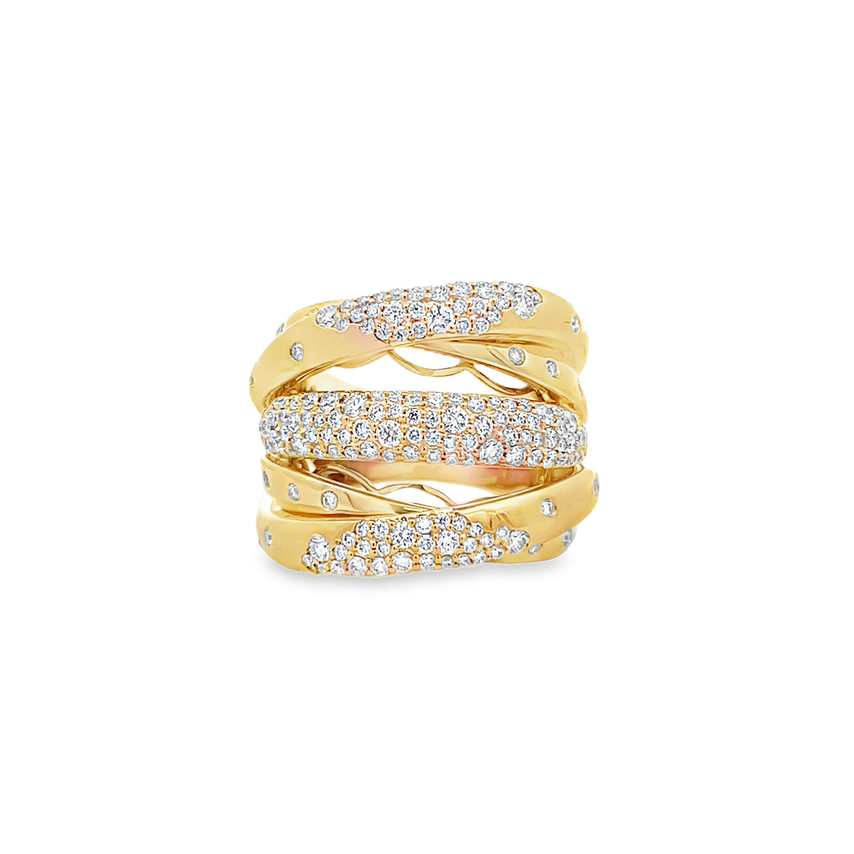 18Kt 5 Row Diamond Fashion Ring