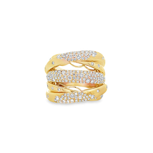 18Kt 5 Row Diamond Fashion Ring