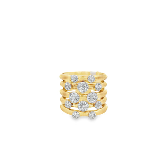 18Kt 5 Row Fashion Ring