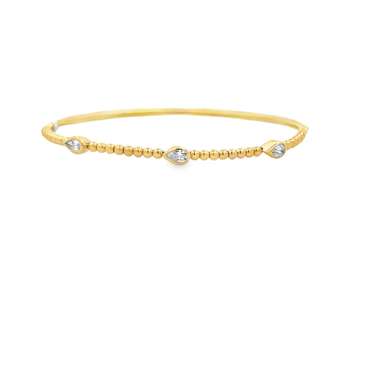 14Kt 3 Bezeled Pear Diamond Bracelet