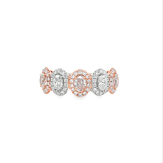Pink & White Oval Diamond Band