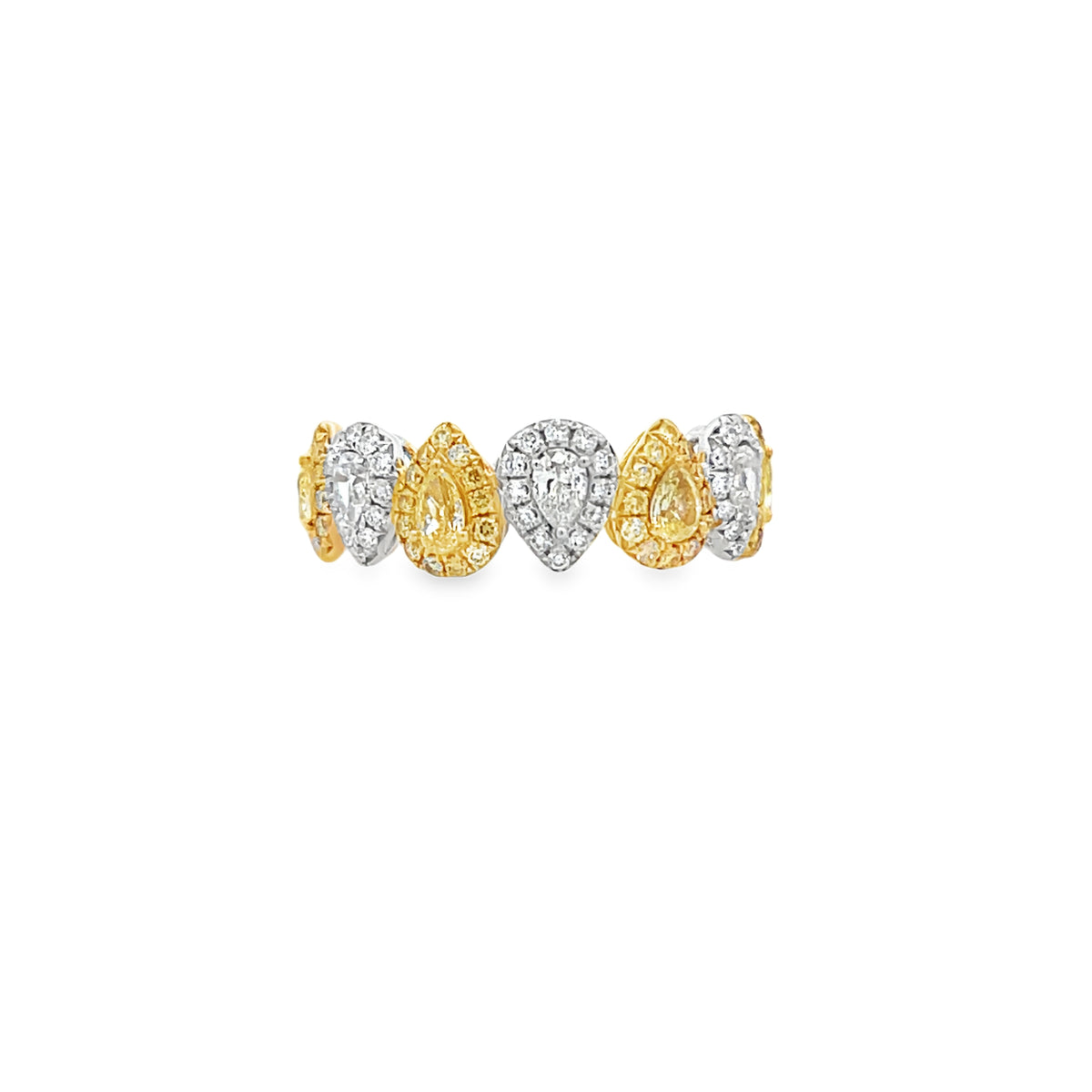 White & Yellow Pear Diamond Ring